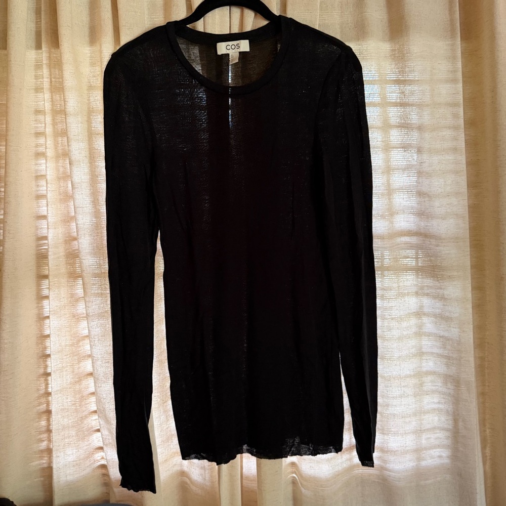 COS Black Long Sleeve 100% merino wool crew neck